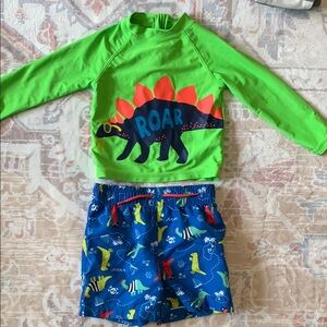 Joe Fresh Green and Blue Dinosaur Rashguard Set